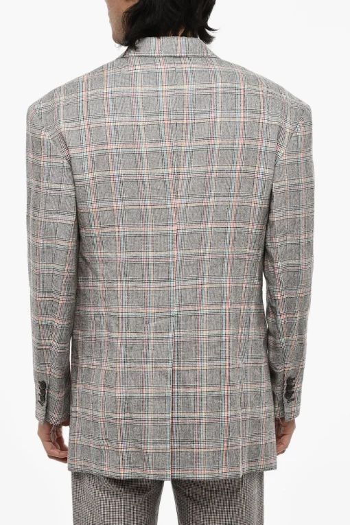 Online Blazer 2 Bottoni Distich Check Con Tasche ad Aletta Uomo Giacche