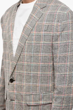 Online Blazer 2 Bottoni Distich Check Con Tasche ad Aletta Uomo Giacche