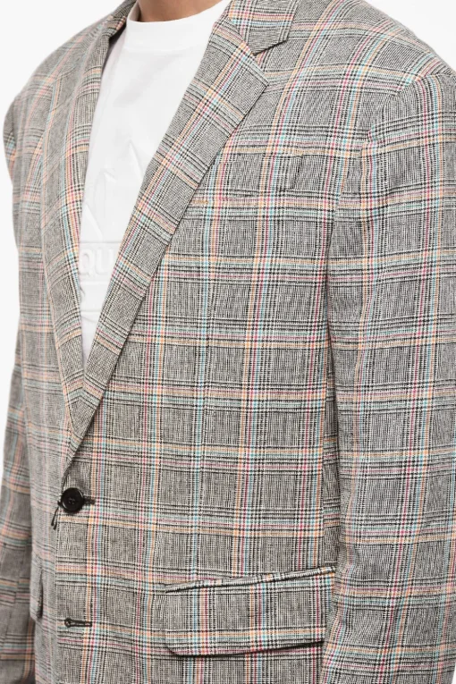 Online Blazer 2 Bottoni Distich Check Con Tasche ad Aletta Uomo Giacche