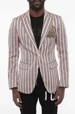Blazer a 2 Bottoni a Righe con Tasche ad Aletta>Dsquared2 Hot
