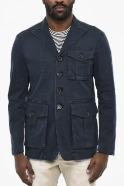 New Blazer a 4 Bottoni In Cotone con Bottoni Logati Uomo Giacche