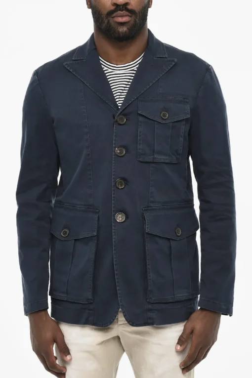 New Blazer a 4 Bottoni In Cotone con Bottoni Logati Uomo Giacche