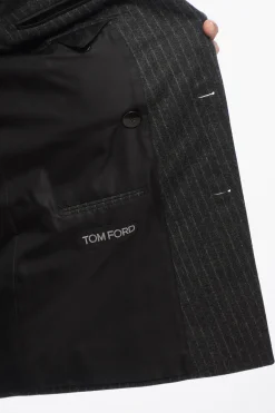 Fashion Blazer a Doppio Petto in Lana Gessata con Rever Lancia Uomo Giacche