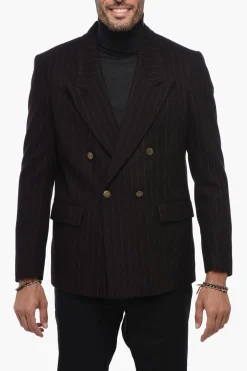 Blazer a Doppiopetto Gessata con Spacco sul Retro>Marsem Online