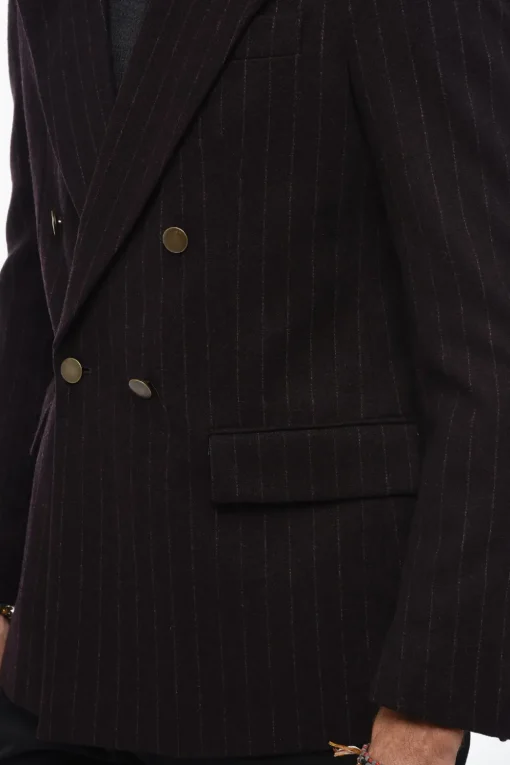 Blazer a Doppiopetto Gessata con Spacco sul Retro>Marsem Online