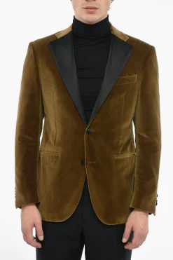 Sale Blazer CERIMONIA ACADEMY in Velour con Tasche a Filo Uomo Giacche