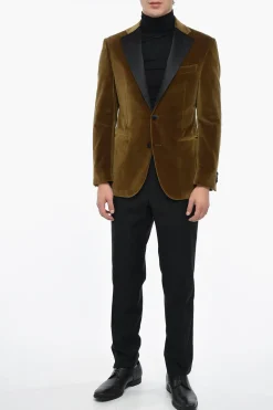 Sale Blazer CERIMONIA ACADEMY in Velour con Tasche a Filo Uomo Giacche