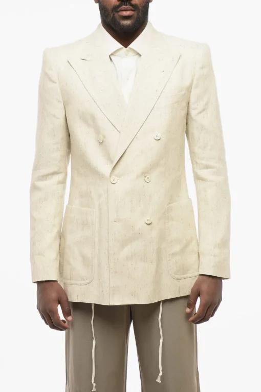 Clearance Blazer Doppiopetto BRUCE in Misto Seta con Tasche a Toppa Uomo Giacche