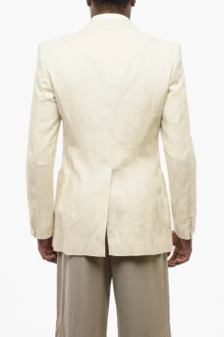 Clearance Blazer Doppiopetto BRUCE in Misto Seta con Tasche a Toppa Uomo Giacche