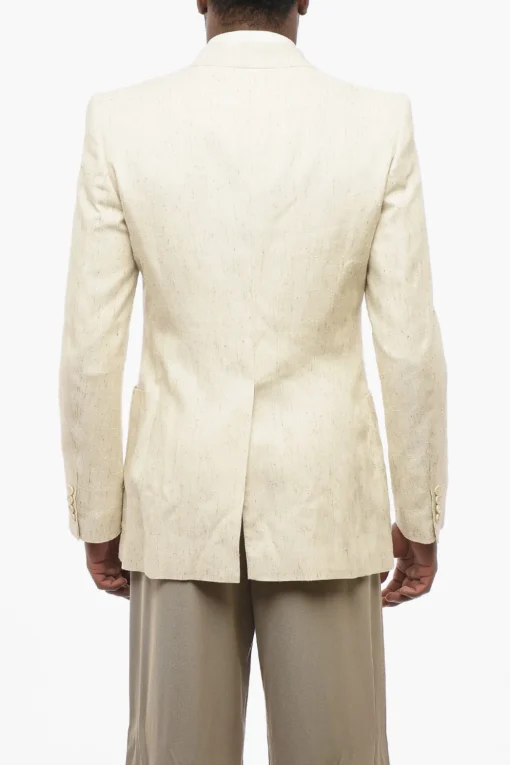 Clearance Blazer Doppiopetto BRUCE in Misto Seta con Tasche a Toppa Uomo Giacche