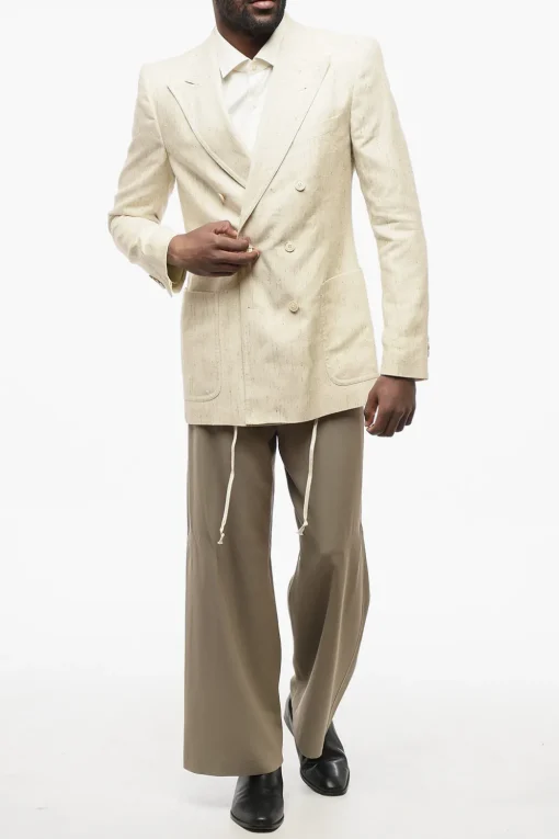 Clearance Blazer Doppiopetto BRUCE in Misto Seta con Tasche a Toppa Uomo Giacche