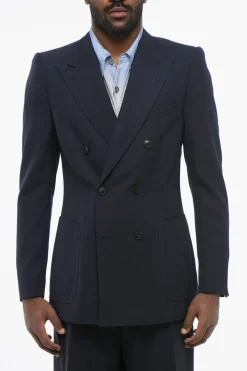 Outlet Blazer Doppiopetto BRUCE in Misto Lana con Tasche a Toppa Uomo Giacche