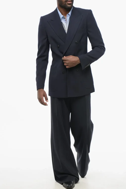 Outlet Blazer Doppiopetto BRUCE in Misto Lana con Tasche a Toppa Uomo Giacche