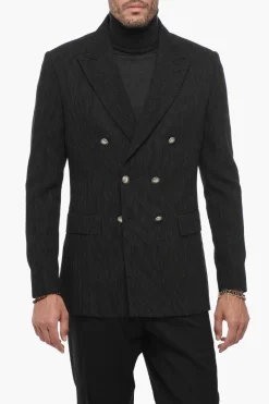 Sale Blazer Doppiopetto Gessato con Revers a Lancia Uomo Giacche