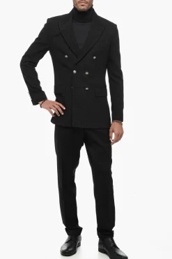 Sale Blazer Doppiopetto Gessato con Revers a Lancia Uomo Giacche