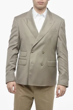 Outlet Blazer Doppiopetto in Lana con Revers a Lancia Uomo Giacche