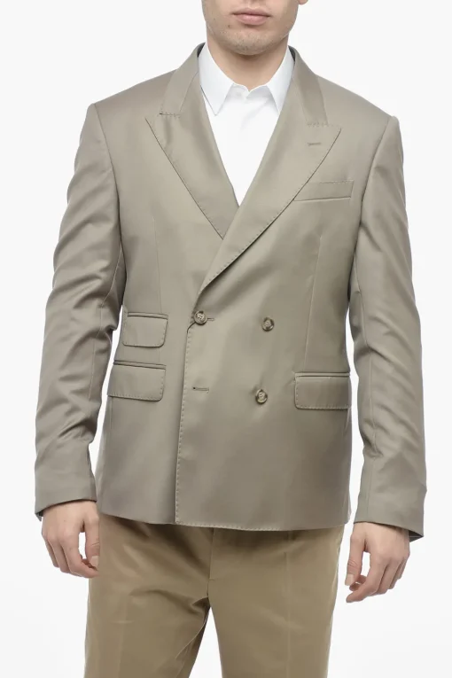 Outlet Blazer Doppiopetto in Lana con Revers a Lancia Uomo Giacche