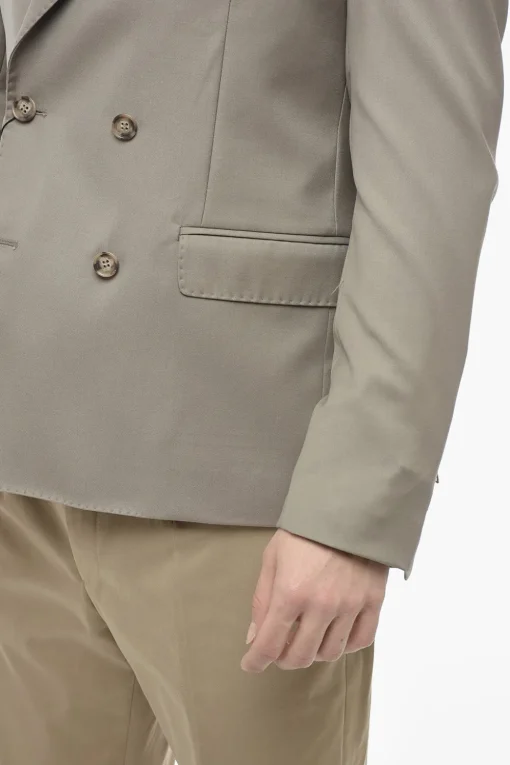 Outlet Blazer Doppiopetto in Lana con Revers a Lancia Uomo Giacche