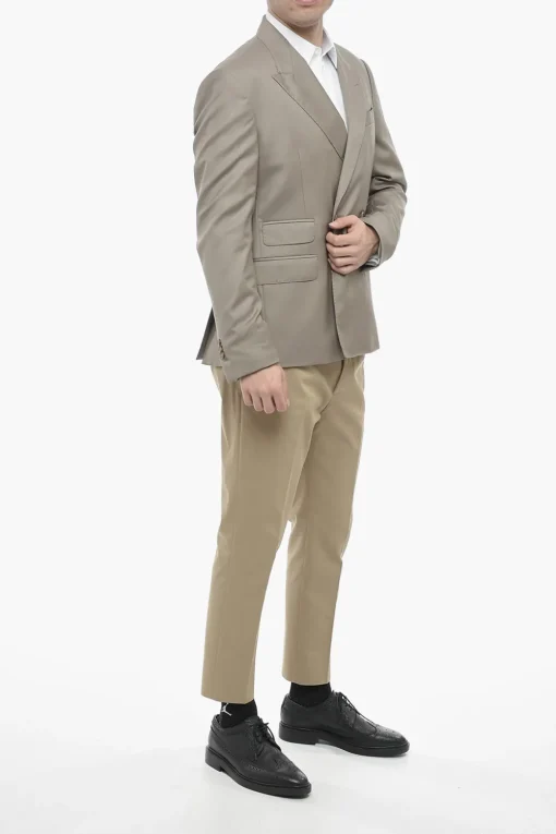 Outlet Blazer Doppiopetto in Lana con Revers a Lancia Uomo Giacche