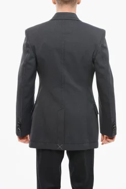 Blazer Doppiopetto in Lana Twill con Cuciture a Vista>Bottega Veneta Outlet