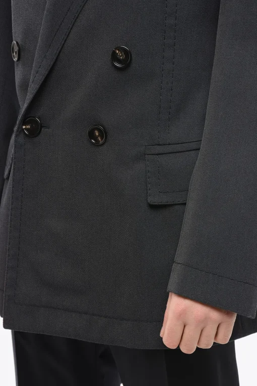 Blazer Doppiopetto in Lana Twill con Cuciture a Vista>Bottega Veneta Outlet