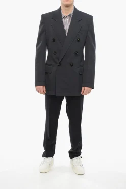 Blazer Doppiopetto in Lana Twill con Cuciture a Vista></noscript>Bottega Veneta Outlet