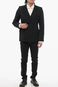 Blazer Doppiopetto In Lana Con Tasche Ad Aletta></noscript>Maison Margiela Outlet