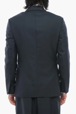 Fashion Blazer Doppiopetto In Lana Con Bordi In Satin Uomo Giacche