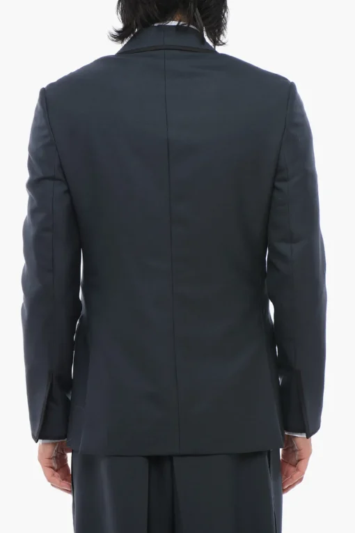 Fashion Blazer Doppiopetto In Lana Con Bordi In Satin Uomo Giacche