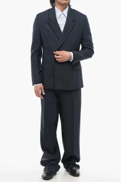 Fashion Blazer Doppiopetto In Lana Con Bordi In Satin Uomo Giacche