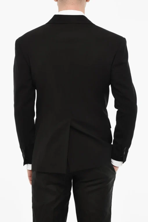 Blazer Doppiopetto In Misto Lana Con Revers A Lancia In Satin>Dsquared2 Hot