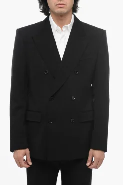 Discount Blazer Doppiopetto In Misto Lana Con Revers A Lancia Uomo Giacche