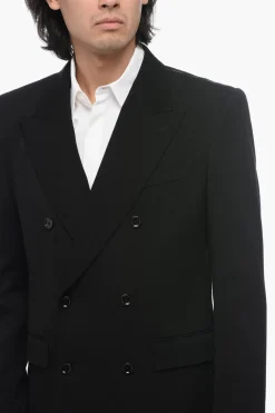 Discount Blazer Doppiopetto In Misto Lana Con Revers A Lancia Uomo Giacche