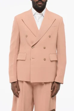 Blazer Doppiopetto in Viscosa Twill con Tasche ad Aletta>Amiri Discount