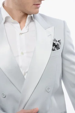 Hot Blazer Doppiopetto TATTOO con Rever a Lancia in Satin Uomo Giacche