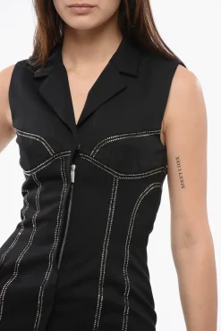 Blazer Dress Smanicato con Cristalli></noscript>Off-White Sale