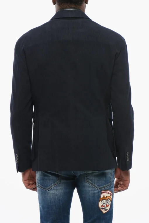 Blazer Gessato con Chest Piece in Pelle>Dsquared2 Hot