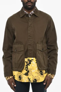 Discount Blazer In Cotone Con Dettagli In Seta e Bottoni Logati Uomo Giacche