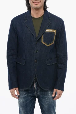 Hot Blazer in Denim CATEN BROS con Cuciture a Vista Uomo Giacche