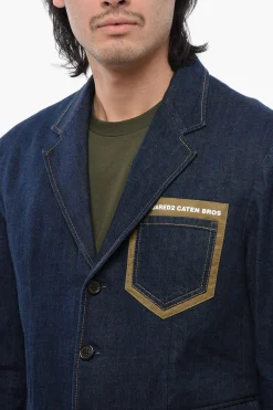 Hot Blazer in Denim CATEN BROS con Cuciture a Vista Uomo Giacche