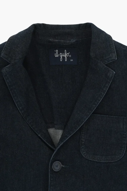 Blazer in Denim con Tasche a Toppa>il gufo Discount