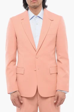 Clearance Blazer in Lana con Colletto Button-down Uomo Giacche