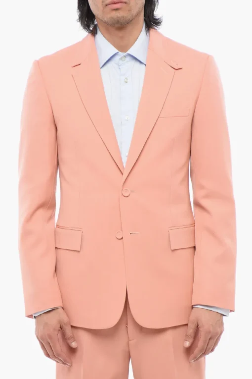 Clearance Blazer in Lana con Colletto Button-down Uomo Giacche