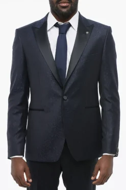 Best Blazer in Lana Jacquard Motivo Paisley con Rever in Satin Uomo Giacche