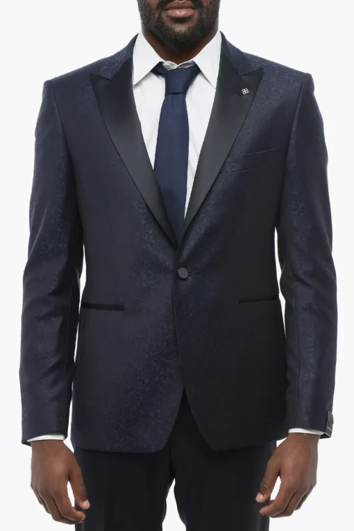 Best Blazer in Lana Jacquard Motivo Paisley con Rever in Satin Uomo Giacche