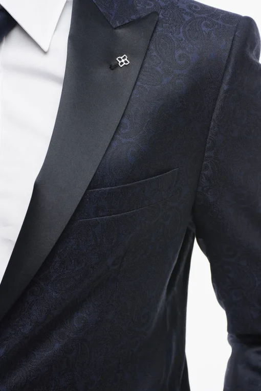 Best Blazer in Lana Jacquard Motivo Paisley con Rever in Satin Uomo Giacche