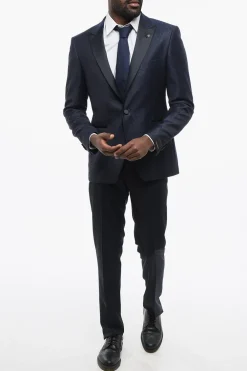 Best Blazer in Lana Jacquard Motivo Paisley con Rever in Satin Uomo Giacche