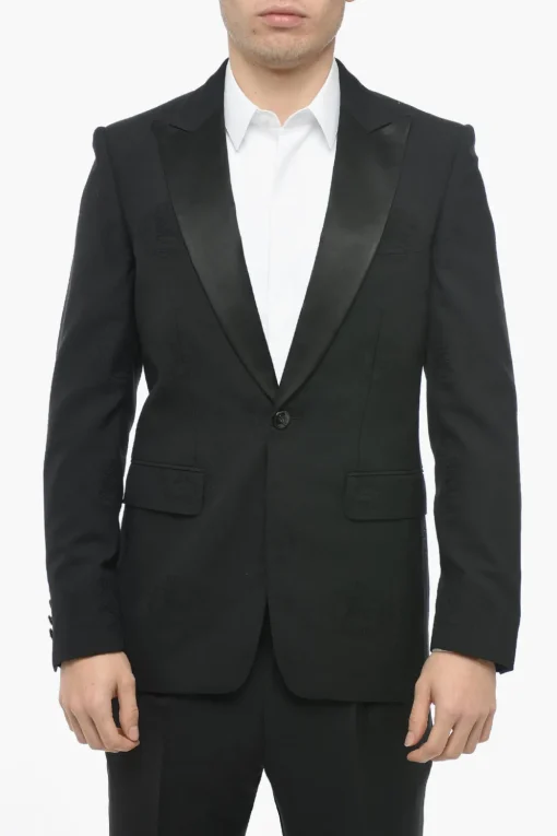 Online Blazer in Lana Ricamato con Revers a Lancia Uomo Giacche