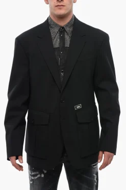Online Blazer in Lana Stretch con Tasche Utility Uomo Giacche