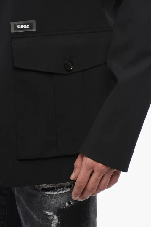 Online Blazer in Lana Stretch con Tasche Utility Uomo Giacche